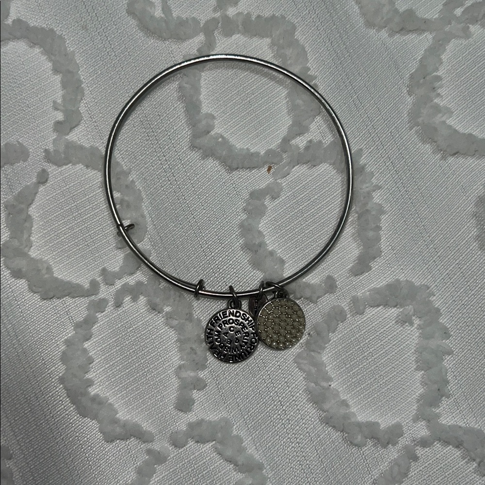 Silver Friendship Bangle Bracelet with Charms